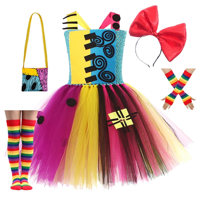 Halloween Christmas Eve Cosplay Dress Horror Fancy Princess Dress Girl Puffy Costume Carnival Party Clothes Gifts for Children