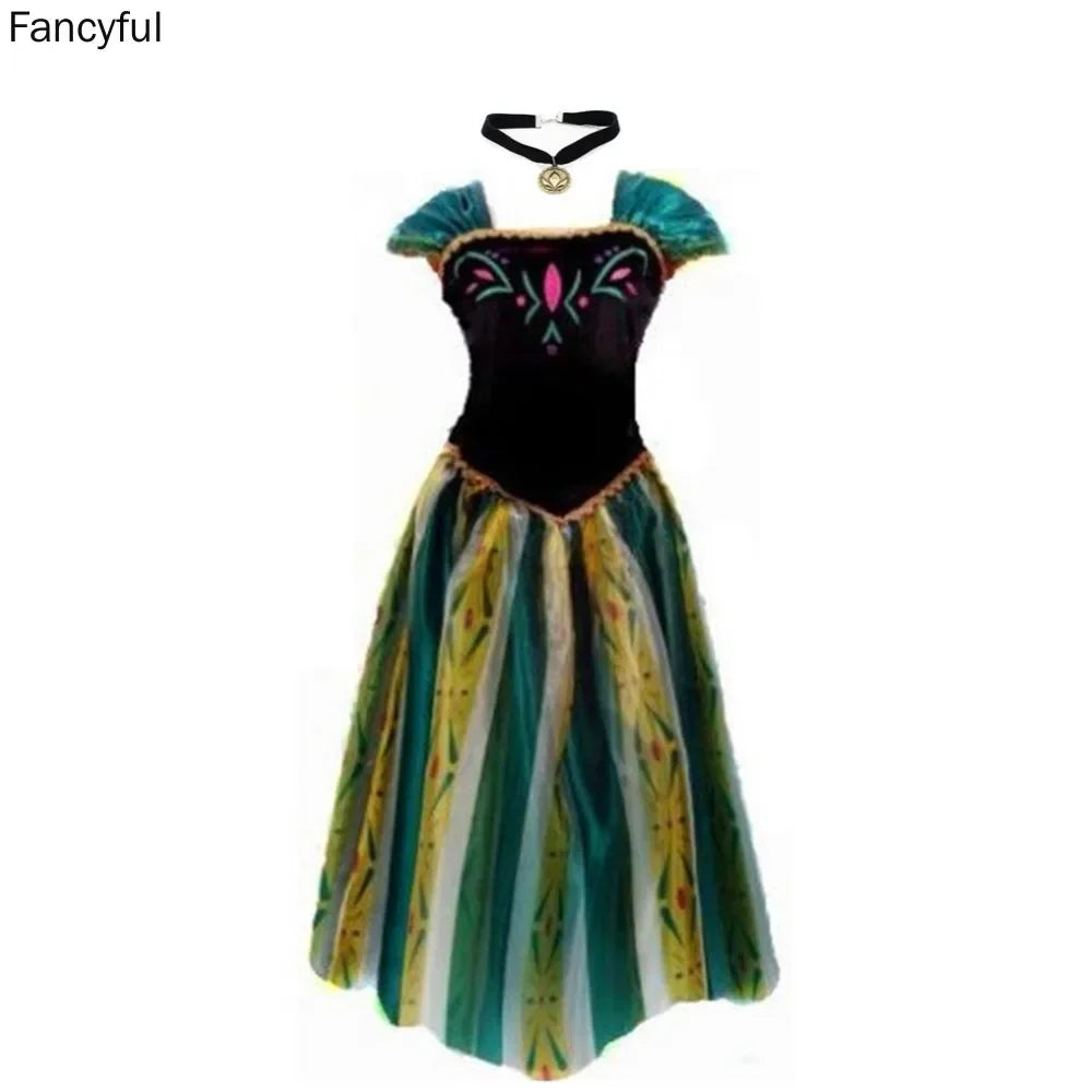 Adult Princess Dress Anna Cosplay Dress Performance Dresses Birthday Party Costume Halloween Carnival Dress Vestidos