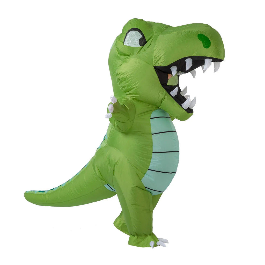 Funny Cartoon Big Mouth Inflatable Green Dinosaur Cosplay Costume Adult Halloween Carnival Party