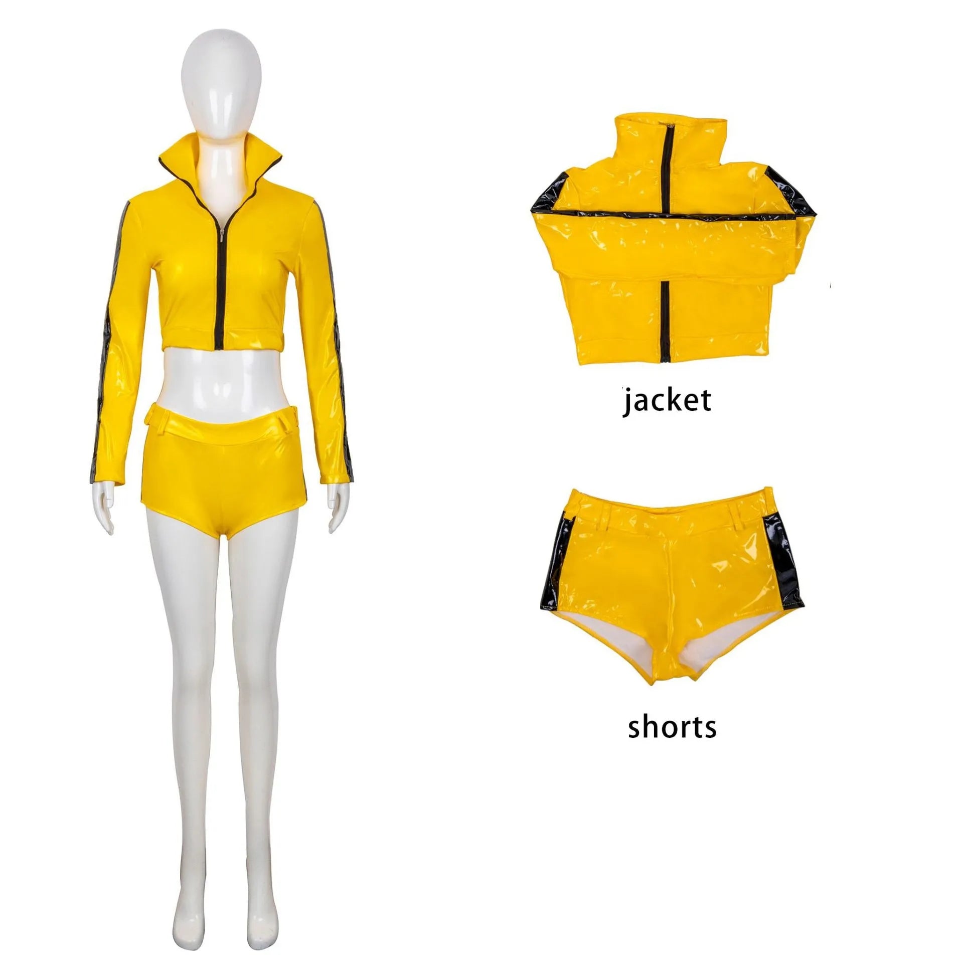 The Bride Cosplay Yellow Costume Movie Kill Cosplay Bill Roleplay Summer Sexy Coat Shorts Halloween Carnival Party Women Suit