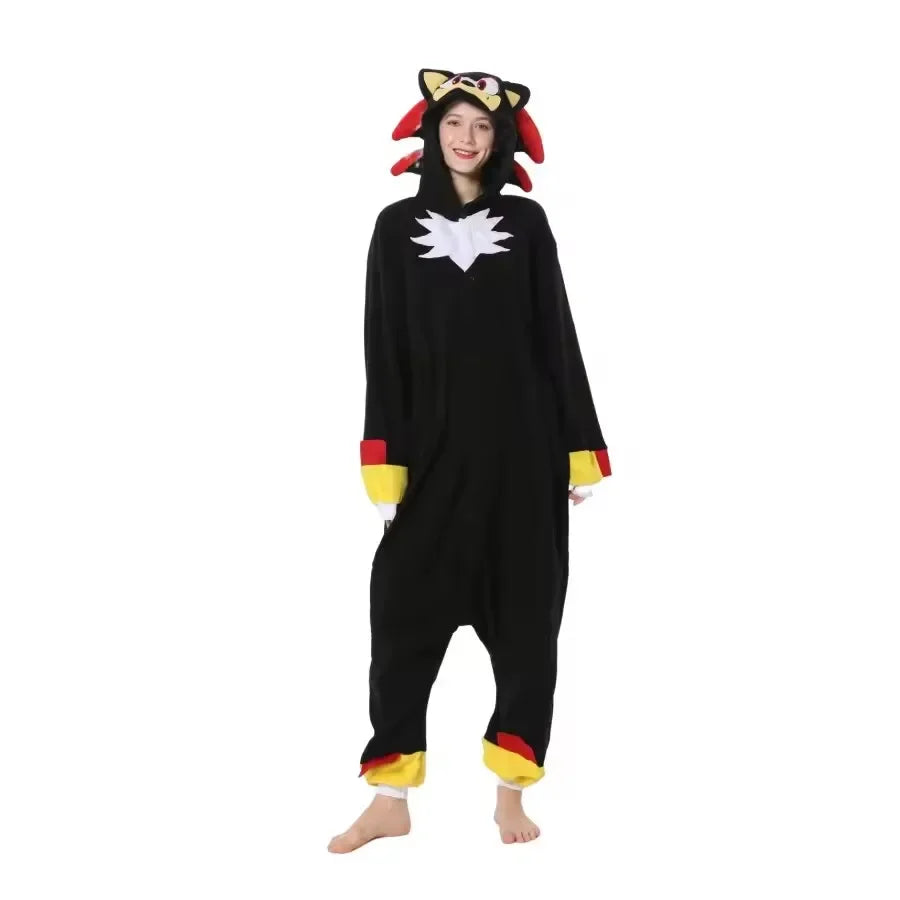 Oversized XL Black Shadow Cartoon Pajamas Children Adult Female Male Animal Christmas Hedgehog Cosplay Raccoon Kigurumi Jumpsuit
