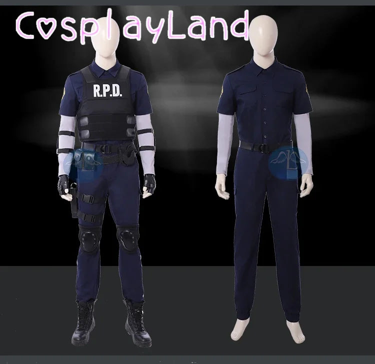 Resident 2 Cosplay Re Leon Scott Kennedy Cosplay Costume with Leon Vest Men Halloween Costumes Masqurade Comic Con Roleplay Suit