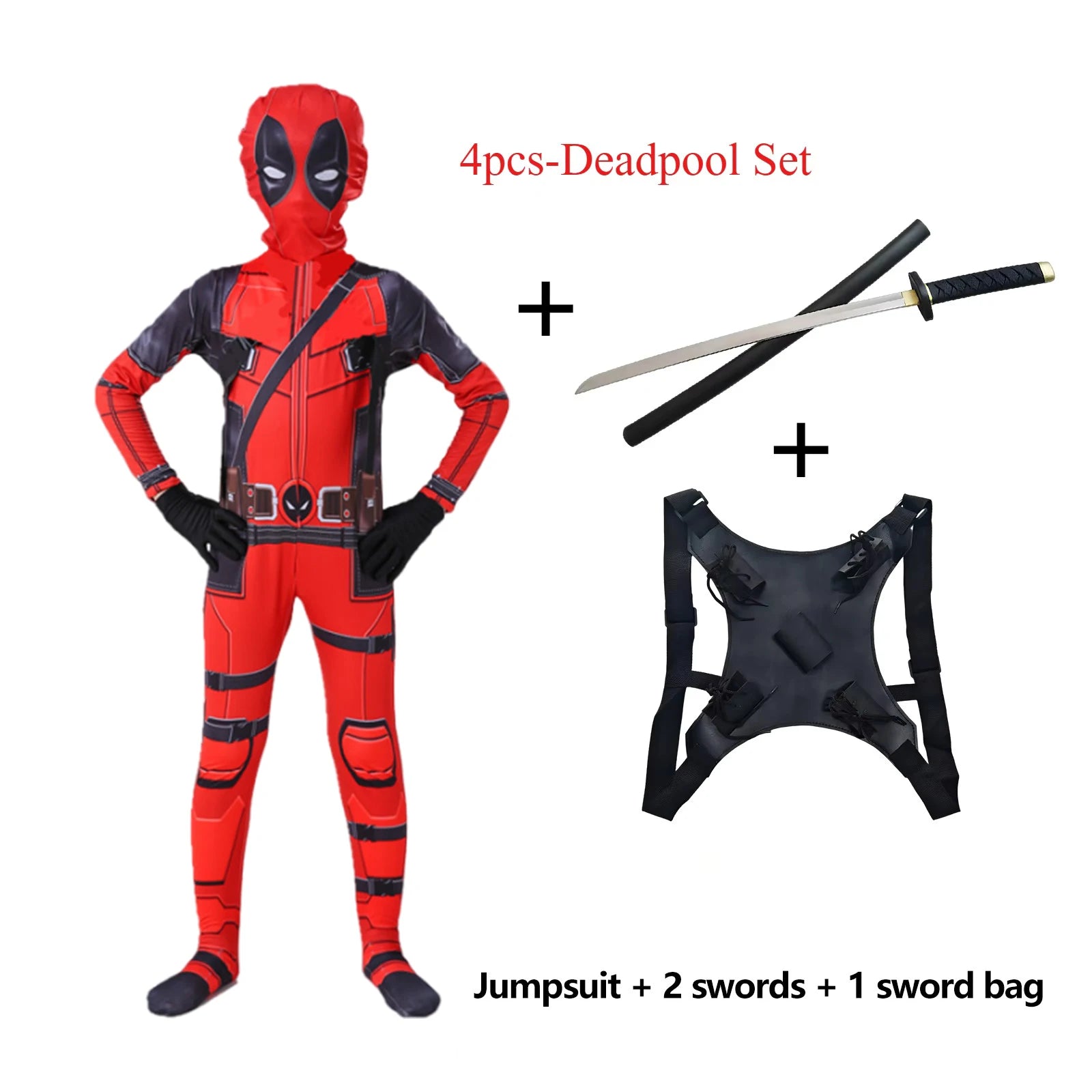 Superhero Deadpool Costume Kids New Deadpooling 3 Cosplay Cosutme Deadpool3 Full Children Costume Bodysuit Halloween Jumpsuit