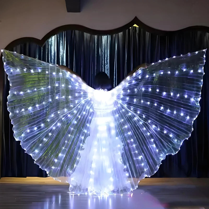 LED Belly Dance Fairy light wings Glowing silk butterfly wings luminous dancing cloak clothes for women girl Performance costume