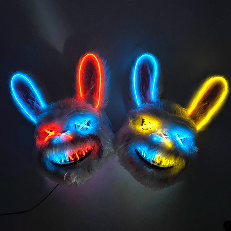 Halloween Light Up Horror Mask Glowing Bloody Bear Killer Mask Flashing Neon Scary Bear Mask for cosplay killer mask Decoration