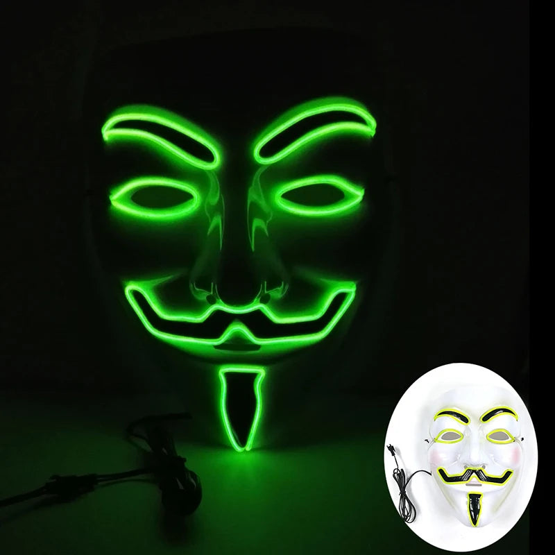 Cosplay Circle Square Triangle Light Up Masks Glowing LED Full Face Mask Disguise Supplies Film Theme Neon Luminous Mask Props