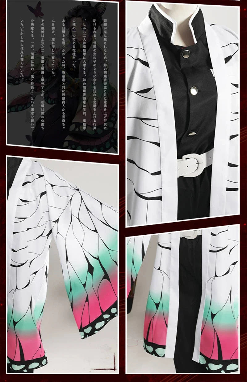 Anime Demon Slayer Kimetsu   Kochou Shinobu Cosplay Kostuum Pruik Set Kimono Uniform Halloween Anime Kostuums Voor Volwassen Kid