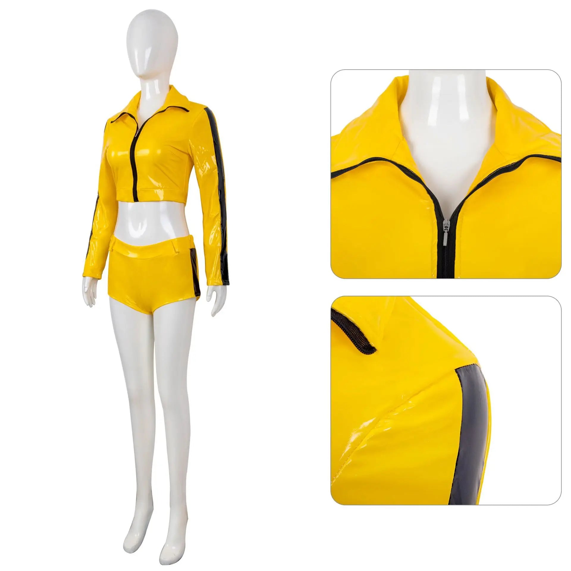 The Bride Cosplay Yellow Costume Movie Kill Cosplay Bill Roleplay Summer Sexy Coat Shorts Halloween Carnival Party Women Suit