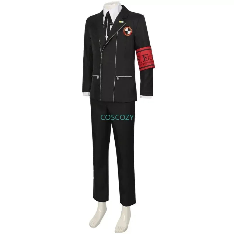 New Game P3 Makoto Yuki Cosplay Costume Wig Gekkoukan High School Uniform Embroidery Black Suit Pants Shirt Daily Wearing Gifts