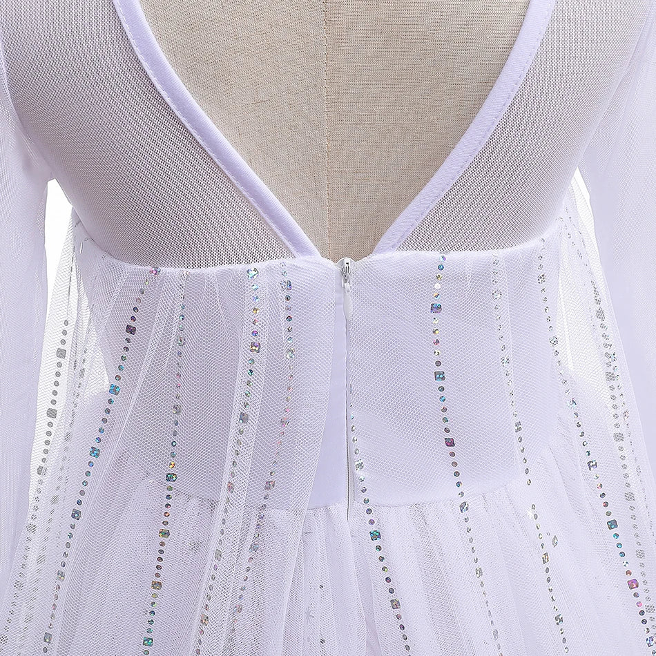 Elsa Girls Dress Frozan Cosplay Costume Princess Dresses Queen Snow Queen Wedding Luxurious With Cloak Carnival Gown Dresses Up