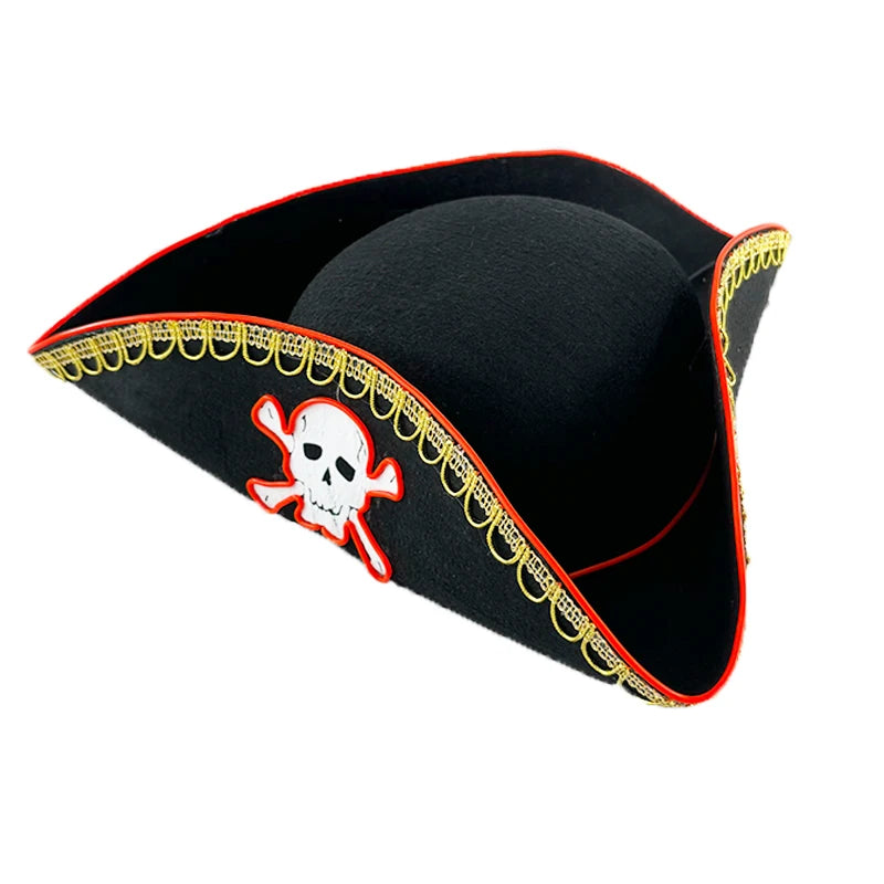 Newstyle Led Captain Hat Halloween Masquerade Pirate Theme Party Cosplay Captain Costumes Accessories Light Up Skull Pattern Hat