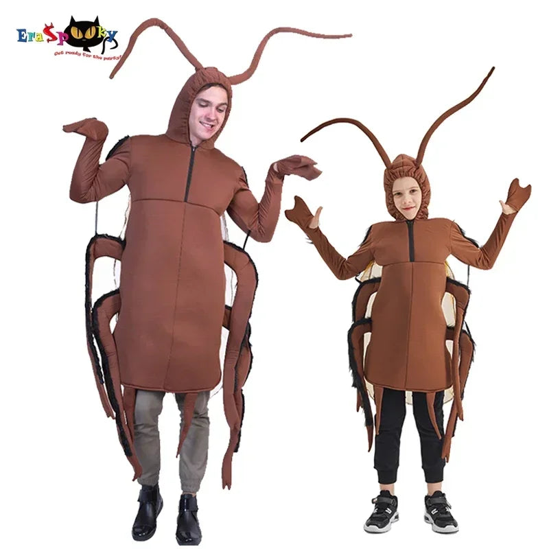 Eraspooky Funny Family Group Cosplay Carnival Cockroach Costume Adults Unisex Animal Jumpsuit Halloween Costume For Kids QW7622