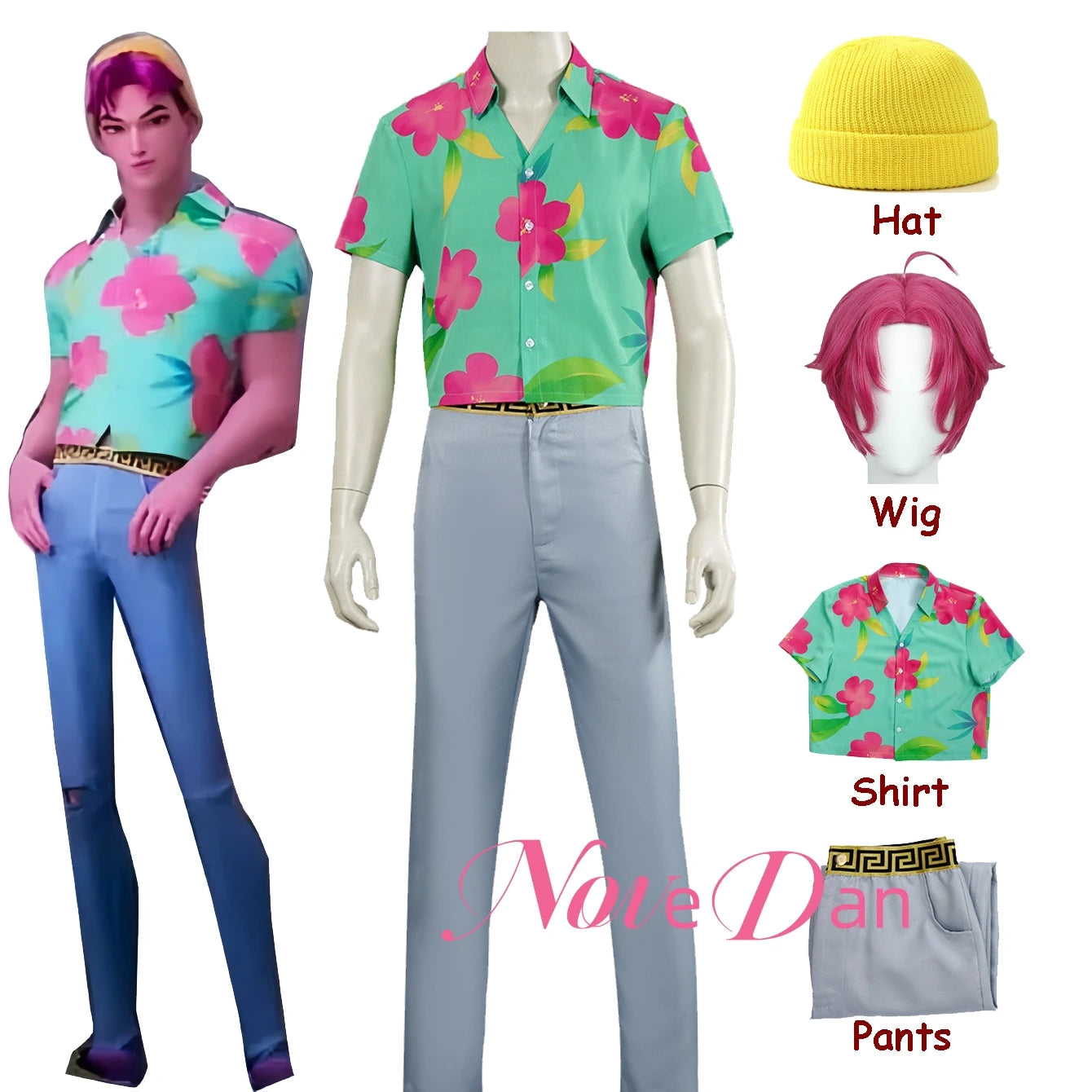 Demon Hunters Saja Boys Abby Cosplay Costume Wig Hat T Shirt TShirt Pants Men Kids Roleplay Outfit Halloween Carnival Suit