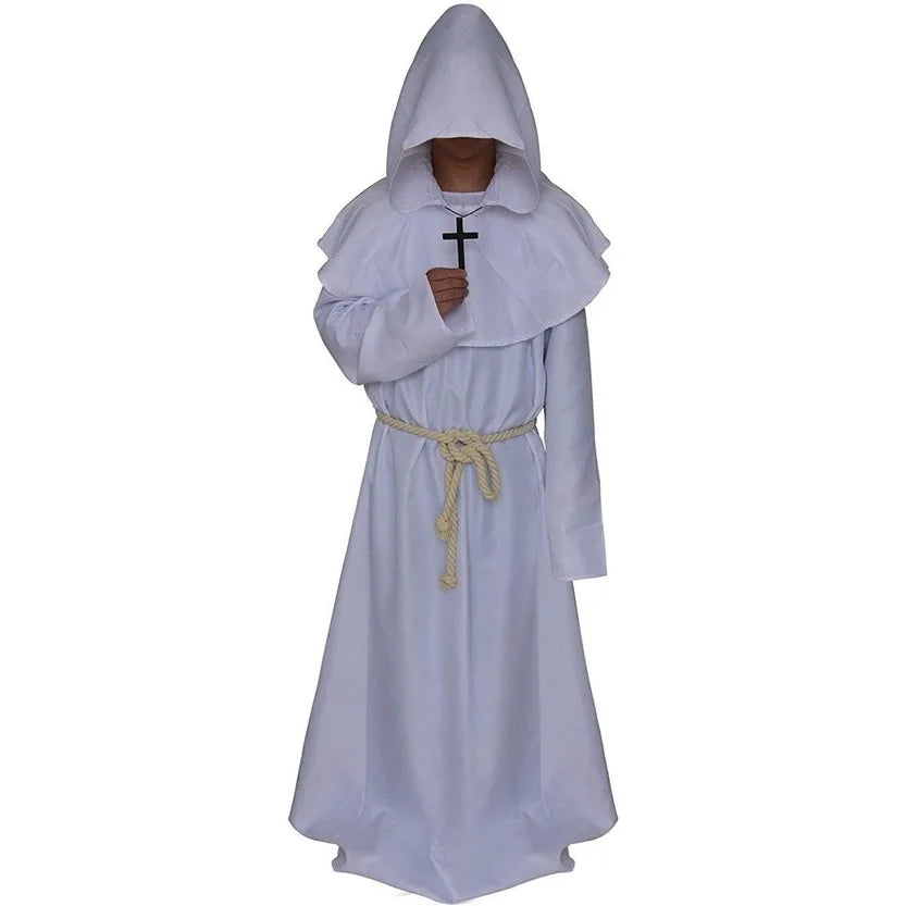 Friar Medieval Hooded Monk Renaissance Priest Robe Costume Cosplay For Halloween Costume Unisex