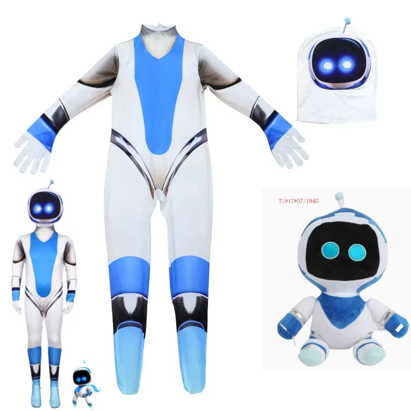 Children Adult Astro Bot Game Cosplay Costume Funny  Adult Astro Bot Jumpsuit Headwear Costume Carnival Costume Party Dress Up
