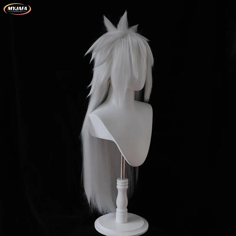 High Quality Anime Jiraiya Cosplay Wig Long Silver Grey Heat Resistant Sythentic Hair Halloween Party Cosplay Wigs + Wig Cap