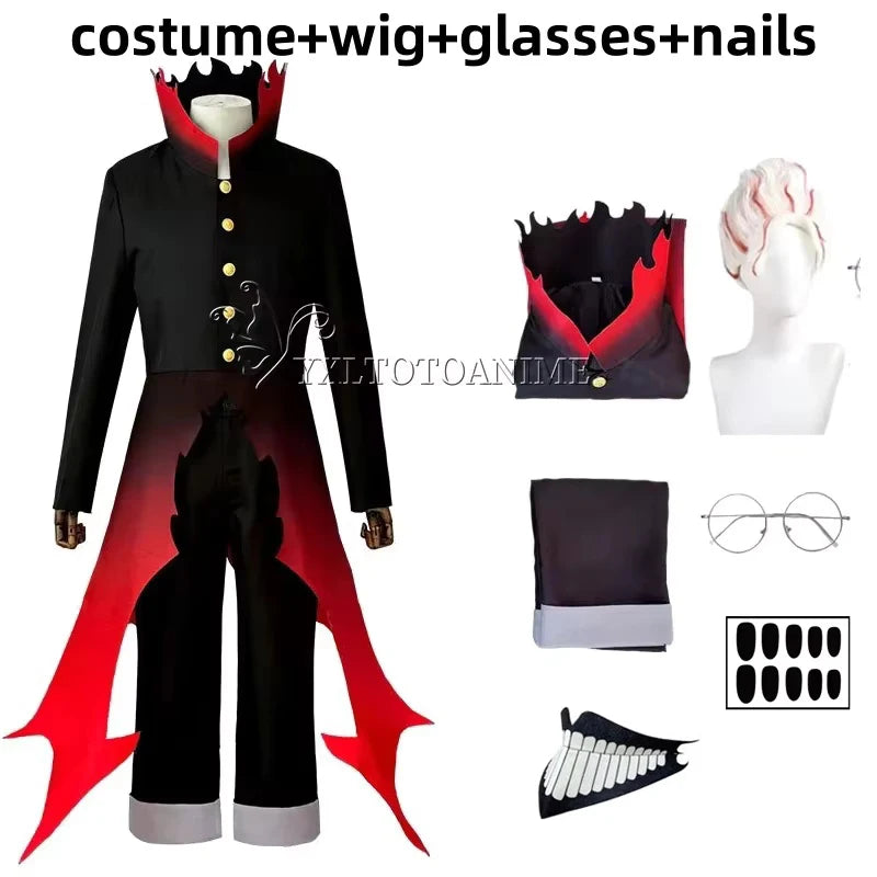Dandadan Okarun Ken Takakura Cosplay Costume Wig Turbo Granny Powers Black Collar Uniform Curly Short Hair Halloween Party Suit