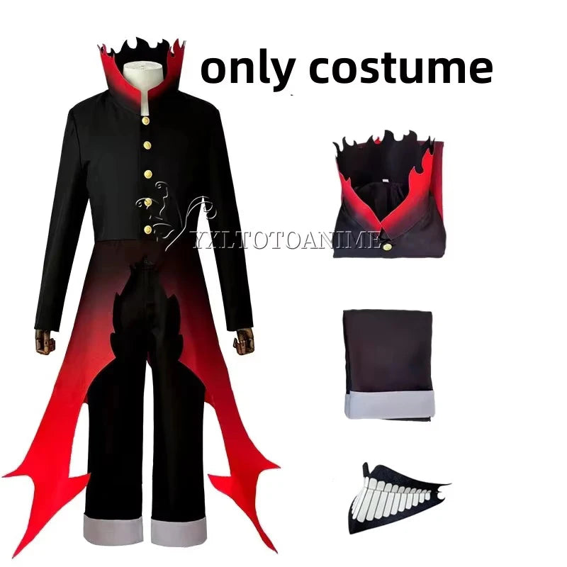 Dandadan Okarun Ken Takakura Cosplay Costume Wig Turbo Granny Powers Black Collar Uniform Curly Short Hair Halloween Party Suit