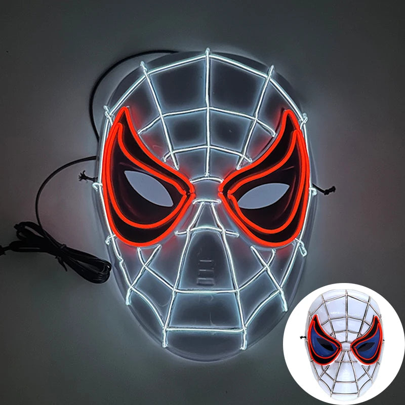 Light Up Japanese Oni Devil Mask LED Luminous Prajna Horror Mask Full Face Halloween Bar Party Props Neon Glowing Demon Mask