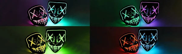 Poptrend Halloween Mask LED Light up Mask Scary mask for Festival Cosplay Halloween Costume Masquerade Parties Carnival Gift