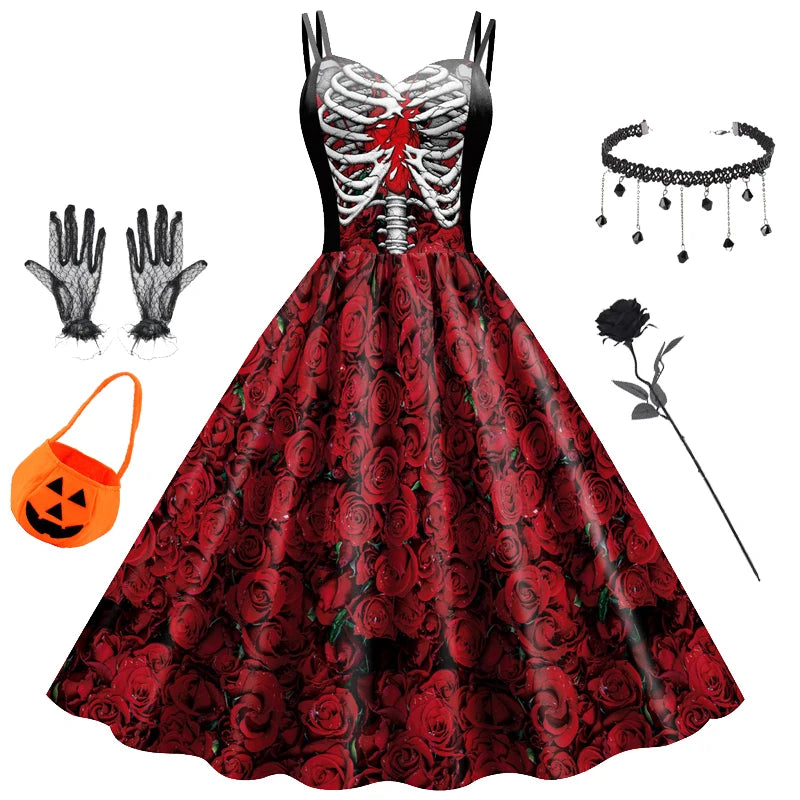 Halloween Costume for Kids Fantasy Vampire Costume Girls Long Tutu Dress Ghost Bride Cosplay Costume Carnival Party Clothes