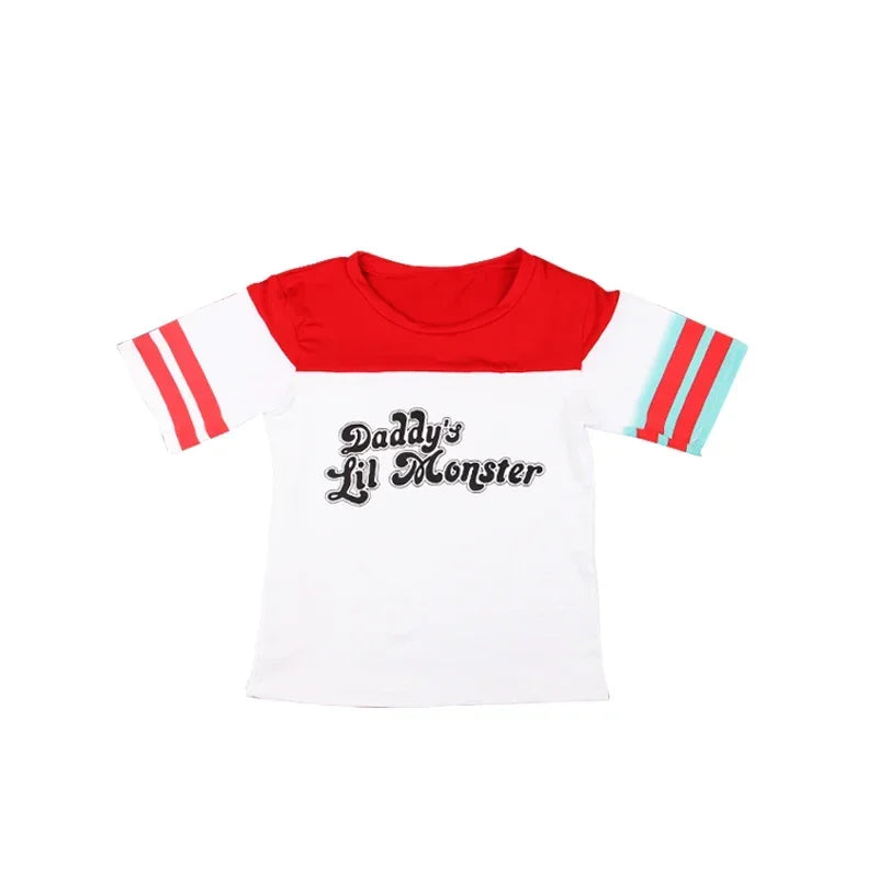 Anime Adult Dress Women Costume Quinn Girl Wig T Shirt Joker Jacket Halloween Costume Kids Glove Accessories