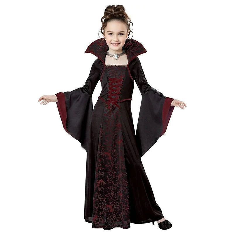 Kids Halloween Cosplay Vampire Costume Girl Black Tutu Dress Carnival Costumes for Kids Gothic Horror Clothes Halloween Gifts