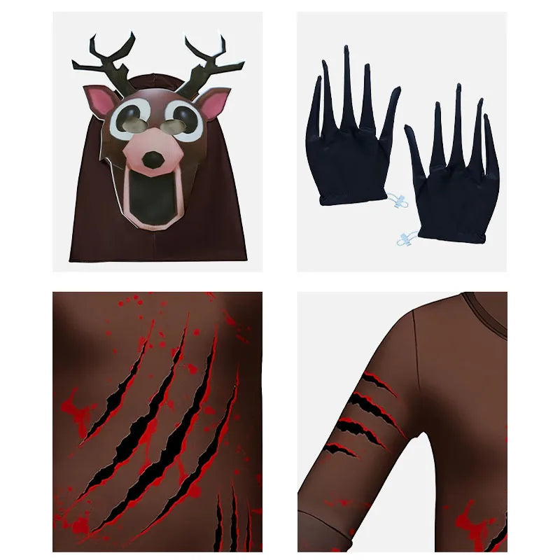 Halloween 99 Nights Forest Deer  Children Adult Cosplay Outfit 3D Print Cosplay   Carnival Horror Game Dress Up Children's Gift