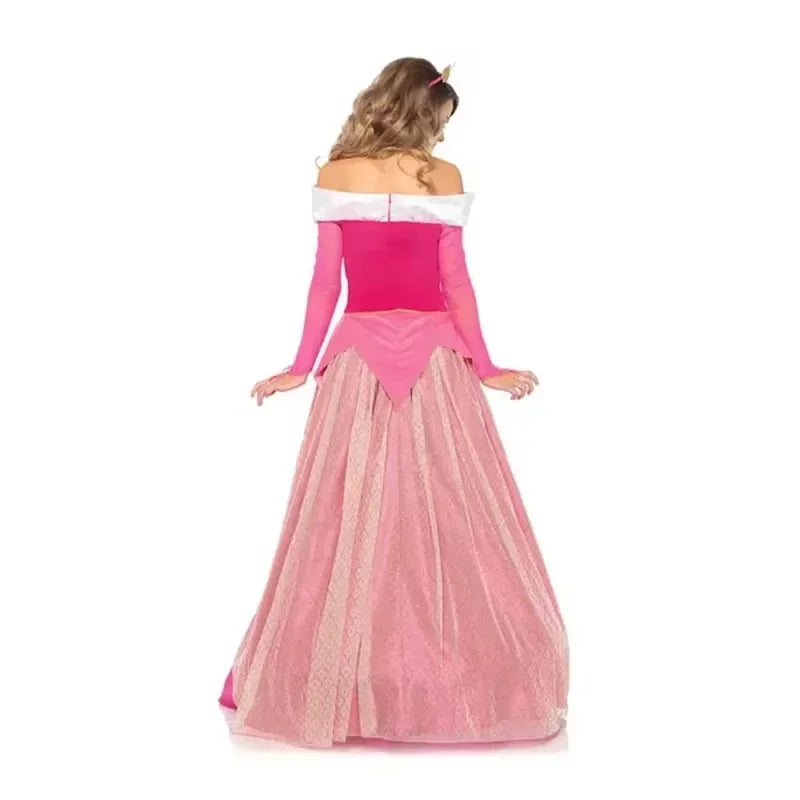 Disney Adult Women Deluxe Pink Sleeping Beauty Princess Aurora Gorgeous Costume for Halloween Carnival Party Ball Fancy Dress