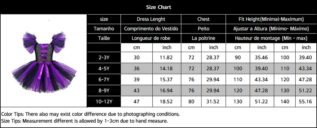 Girls Colour Witch Costume Disguise Halloween Cosplay Carnival Party Christmas Toddler Kids Princess Dress Prom Gown Dress
