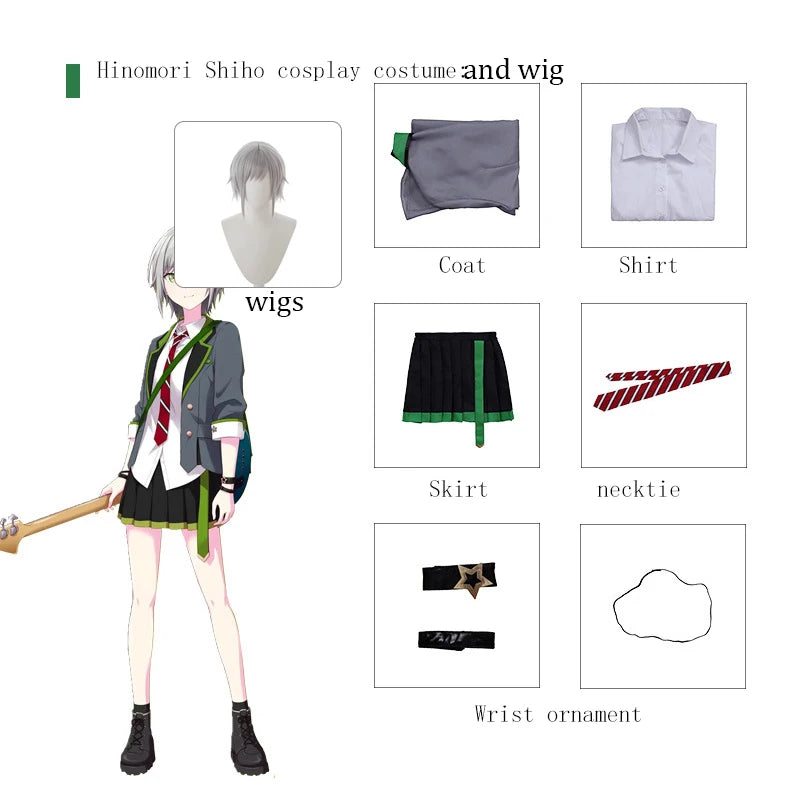 ANIMECC in Stock S-3XL Tenma Saki Hoshino Ichika Hinomori Shiho Mochizuki Honami Cosplay School Outfit Wig Halloween for Women