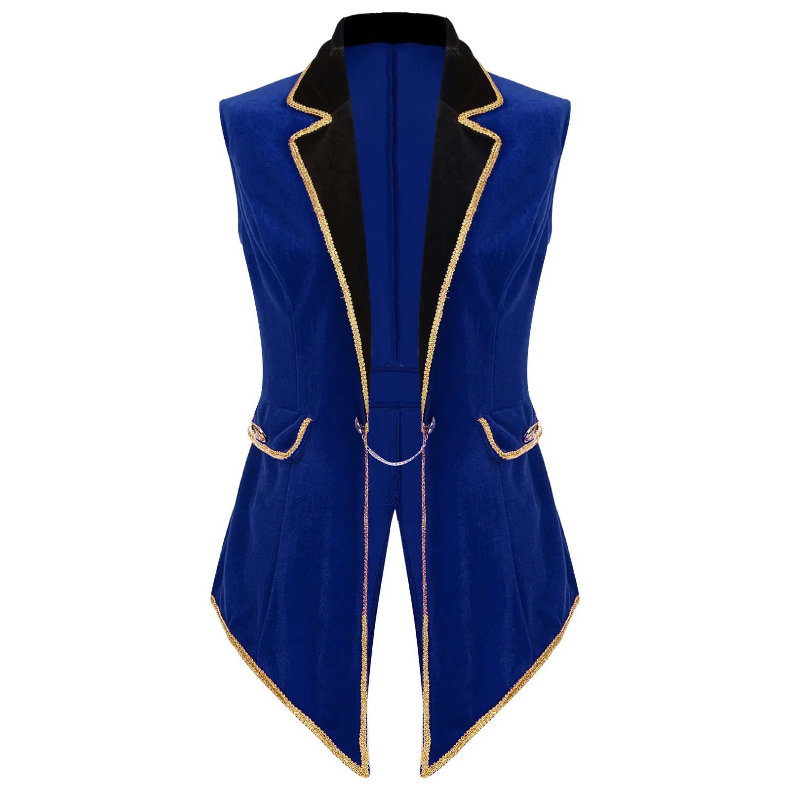 Womens Circus Ringmaster Costumes Halloween Showman Cosplay Tailcoat Lapel Vest Jacket Ringleader Lion Tamer Velvet Waistcoat