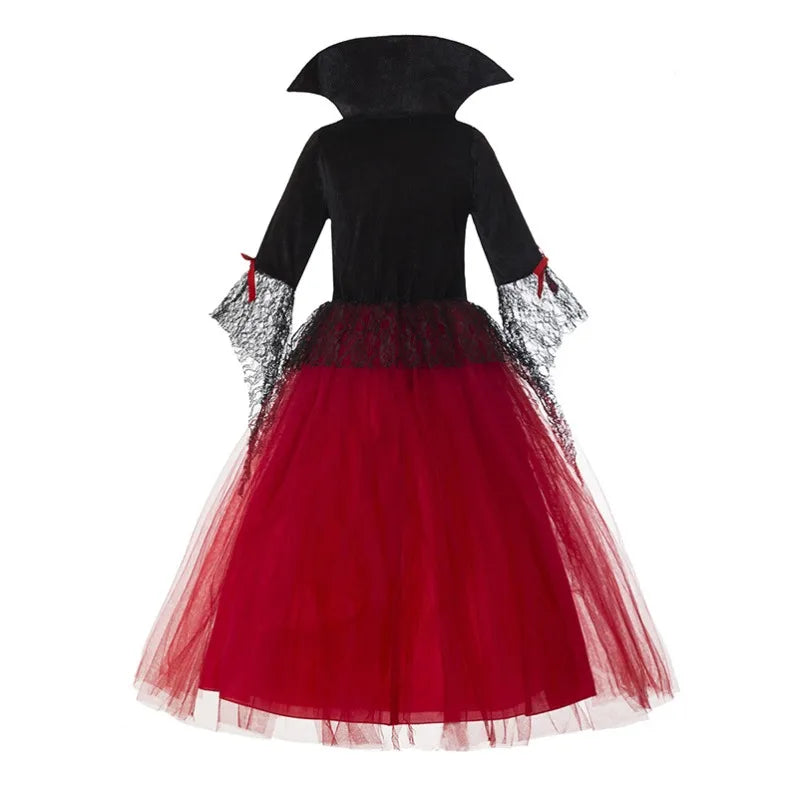 Halloween Costume for Kids Fantasy Vampire Costume Girls Long Tutu Dress Ghost Bride Cosplay Costume Carnival Party Clothes