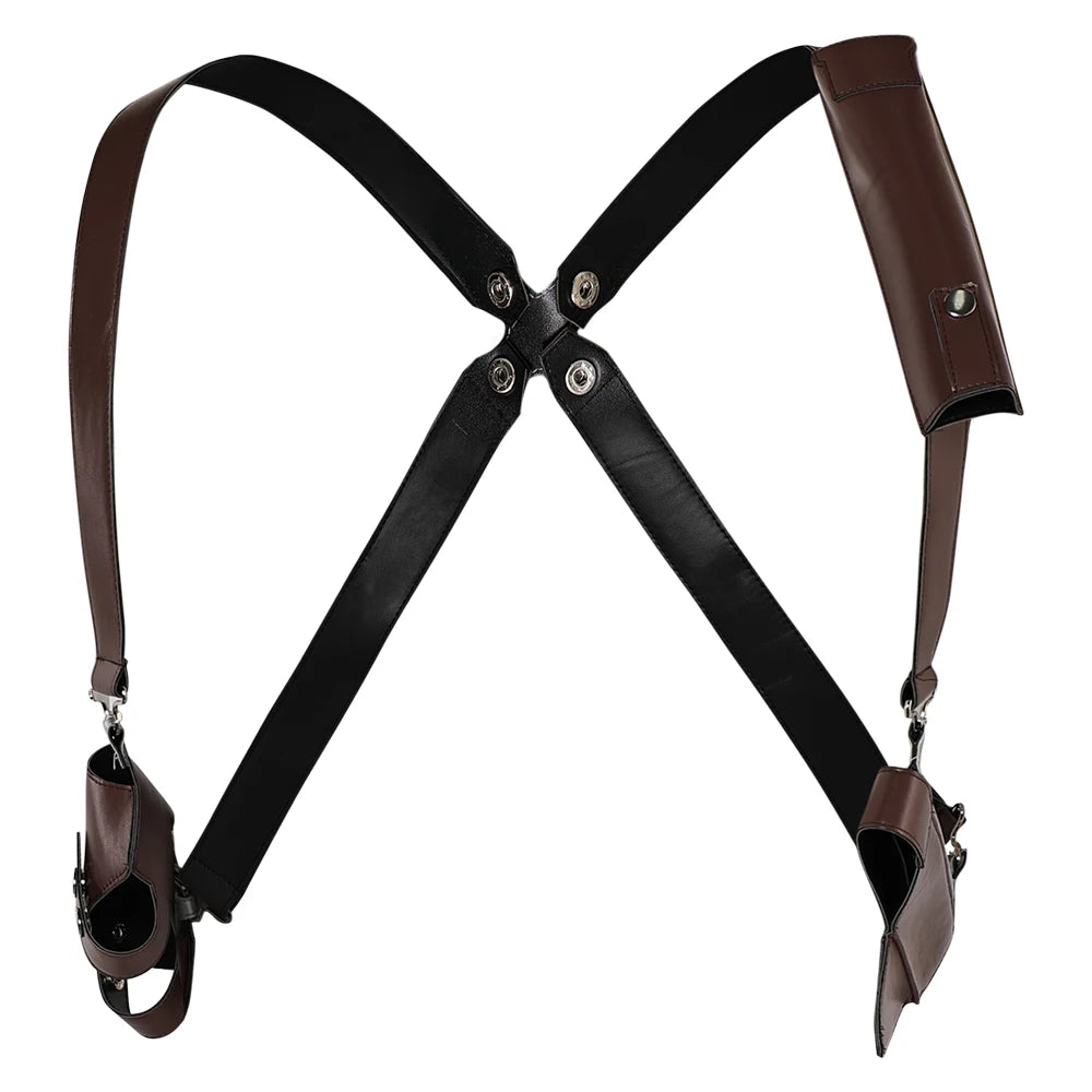 Leon Scott Kennedy Cosplay Men Back Strap Belts Gun Bag Game Resident 4 Remake Costume Accessories Halloween Carnival Props