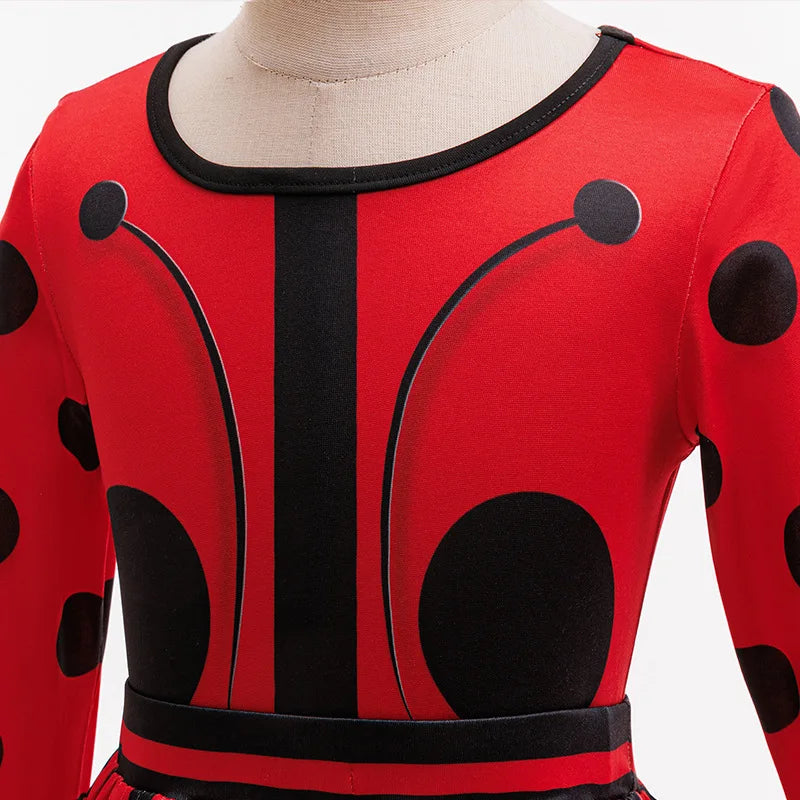 Halloween Costume Girl Ladybug Cosplay Dress Kid Marinette Red Dot Frocks Purim Cartoon Fancy Disguise Sets Child Birthday Gift