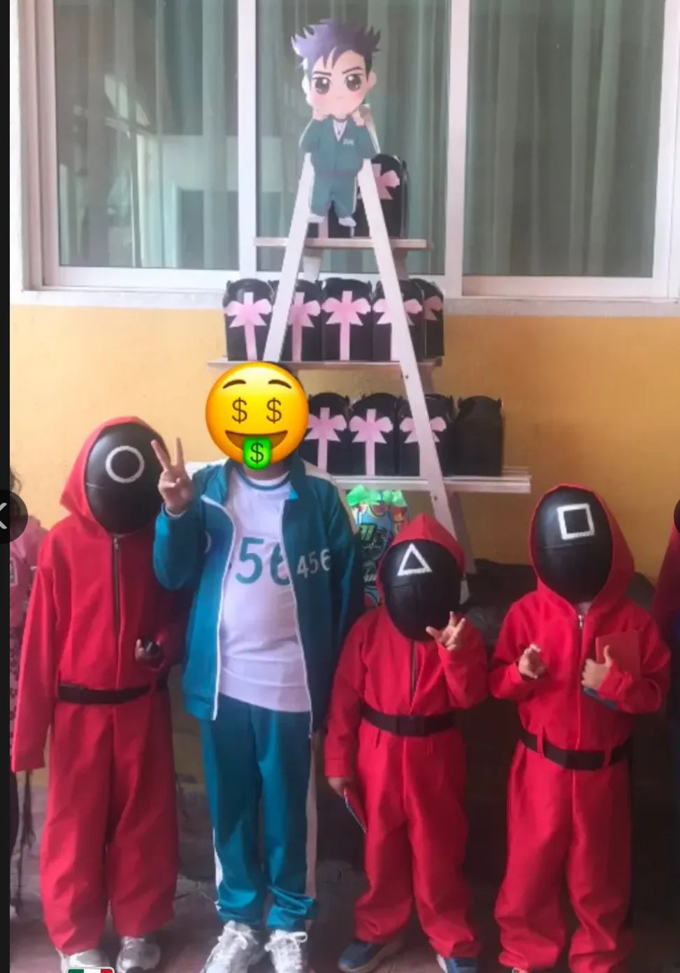 Calamari Game Guard Cosplay Costume Red Jumpsuit Outfit Adult KidsTeenagers Tracksuit Hooded Overall Belt Gloves Set Halloween