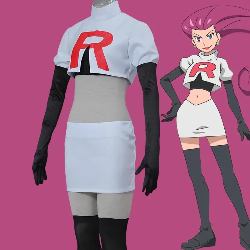 Anime Jessie and James Cosplay Costume Team Rocket Jessie Musashi James Kojirou Halloween Cosplay Costume Full Set Women Men