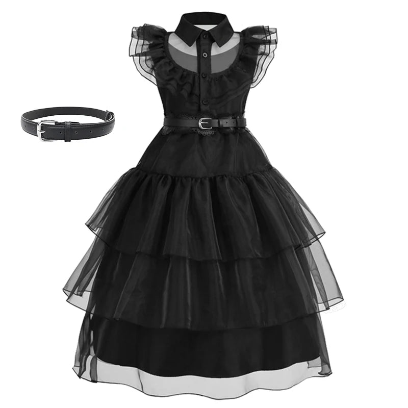 Horror Movie Wed Costume Girls Halloween Black Events Cosplay Dress Children Fashion Gothic Vestido Kids Evening Party Clothes
