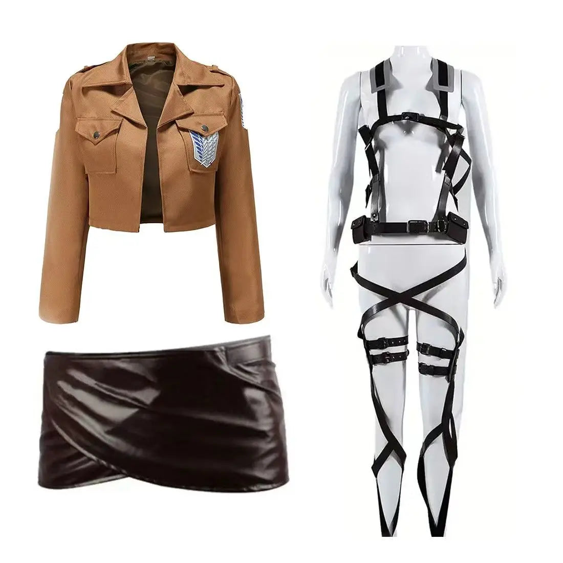 Anime Attack on Titan Levi Ackerman Mikasa Eren Jaeger Soldier Commander Cosplay Suit Belt Investigation Corps Freedom Wings