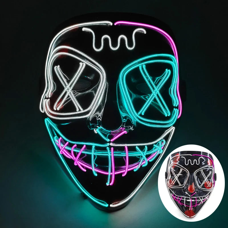 Multi Style Glowing LED Purge Mask Professional Wireless Luminous Party Mask Flashing Decorative Headgear Masker For Halloween