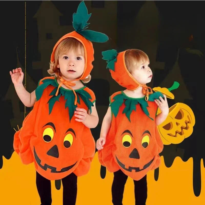 2025 Kids Halloween Party Costume Romper with Hat Shoes Toddler Pumpkin One-Piece Boy Girl Baby Jumpsuit Cosplay Clothing Set