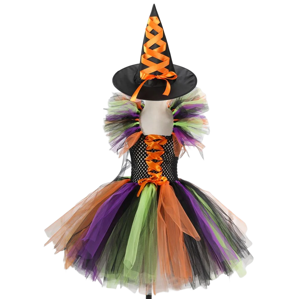 2025 Girls Witch Halloween Cosplay LED Dress Carnival Vestidos Party Kids Children Glowing Costume Party Princess Dress