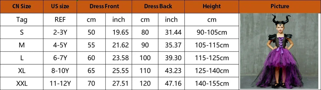 Maleficent Halloween For Children Costume Tulle Purple Black Dress Girls Cosplay Vestidos Party Evil Queen Mesh Princess Dresses