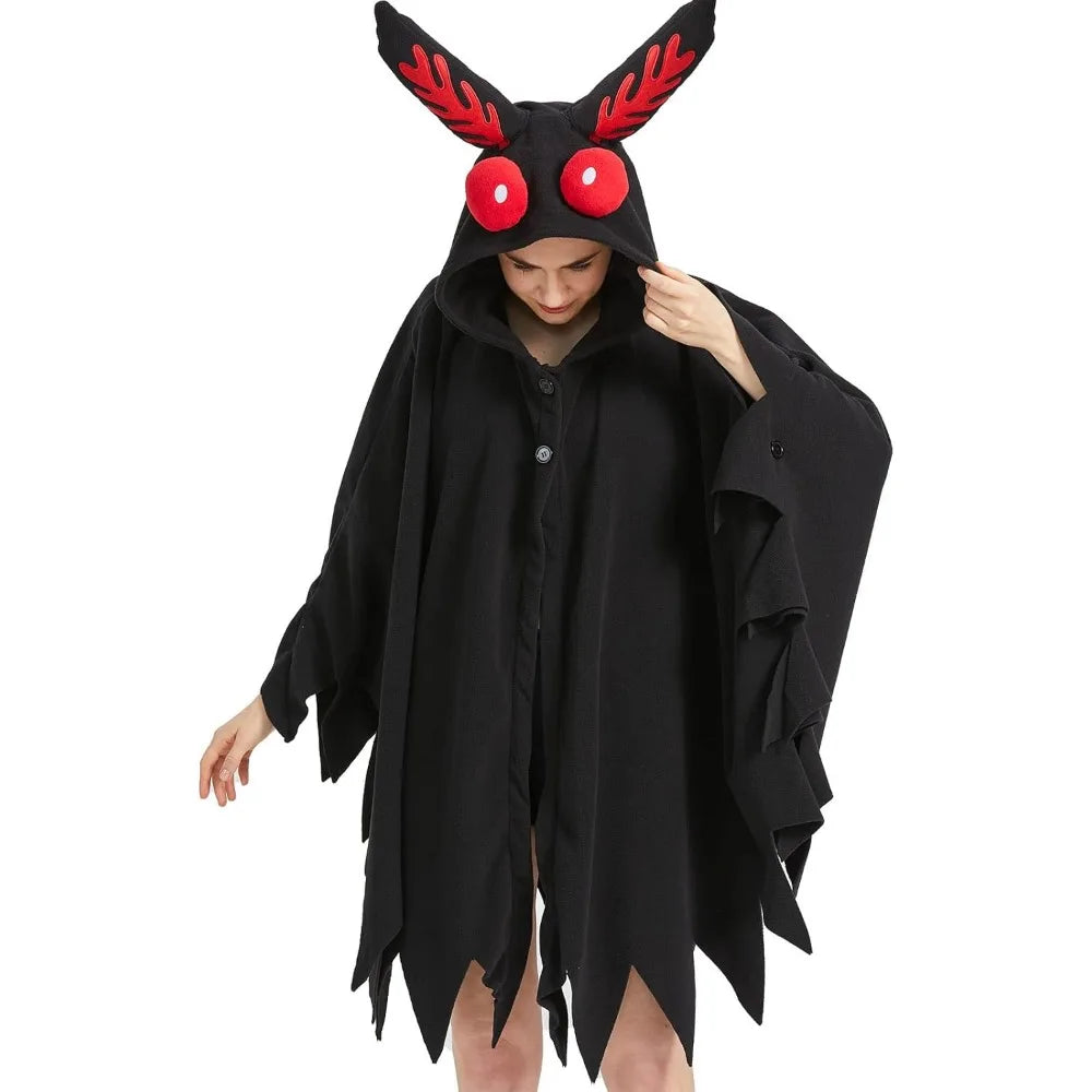 Unisex Mothman Costume, Mothman Cosplay Hooded Christmas Costumes Party Cape, Halloween Costumes Party Dress Up