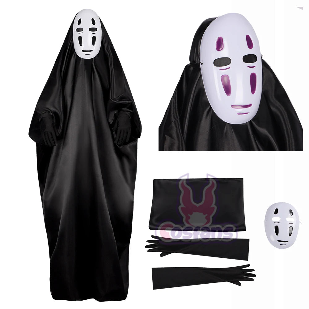 Japanese No Face Man Cosplay Costume Unisex Halloween Anime Carnival Party Adult Clothing Including Ghost Mask Gloves Comic Con
