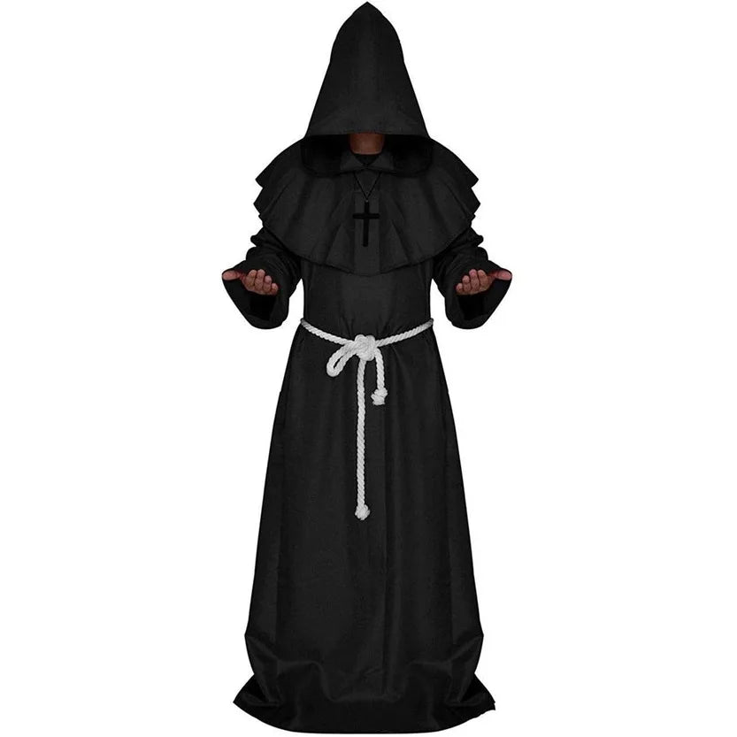 Friar Medieval Hooded Monk Renaissance Priest Robe Costume Cosplay For Halloween Costume Unisex