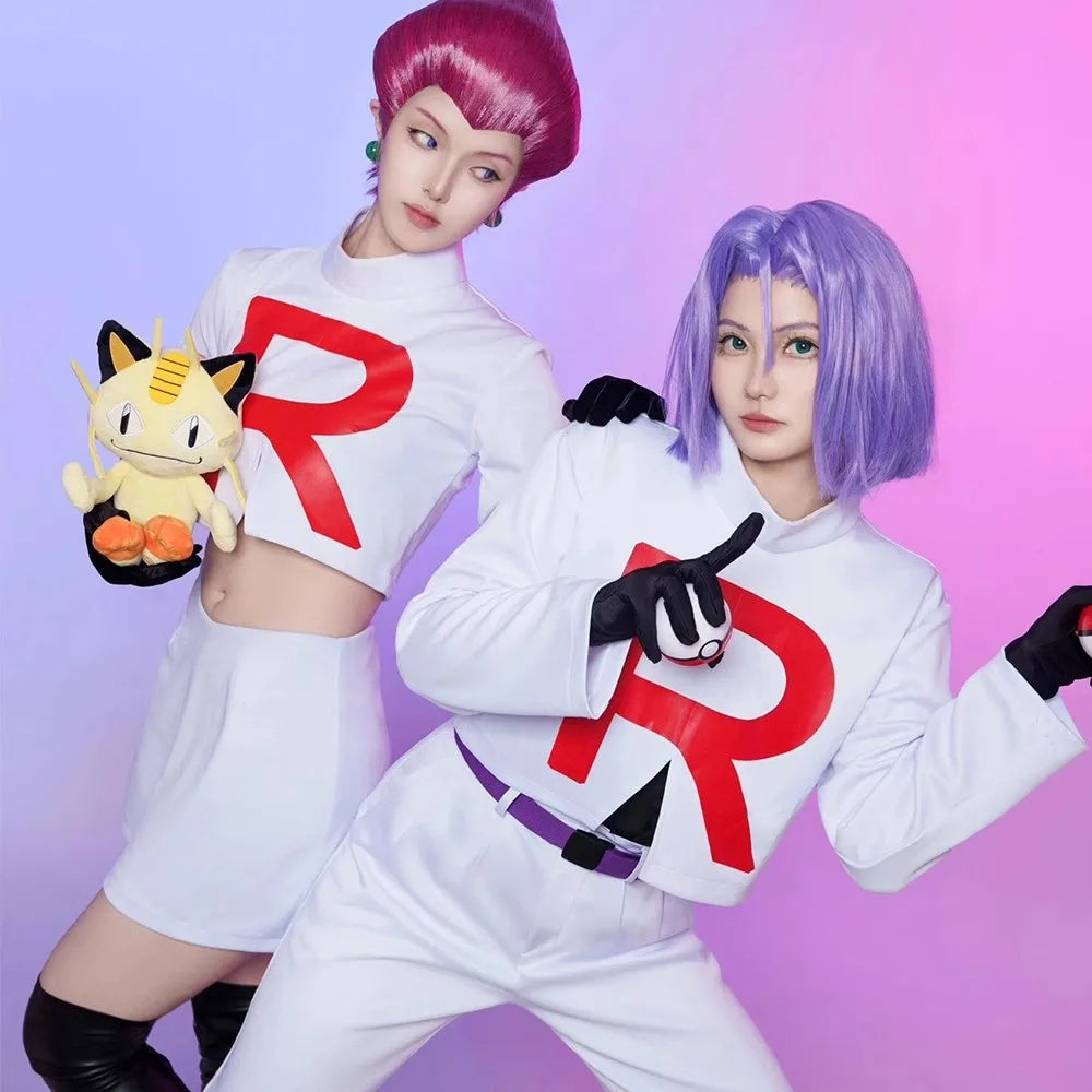 Anime Jessie and James Cosplay Costume Team Rocket Jessie Musashi James Kojirou Halloween Cosplay Costume Full Set Women Men