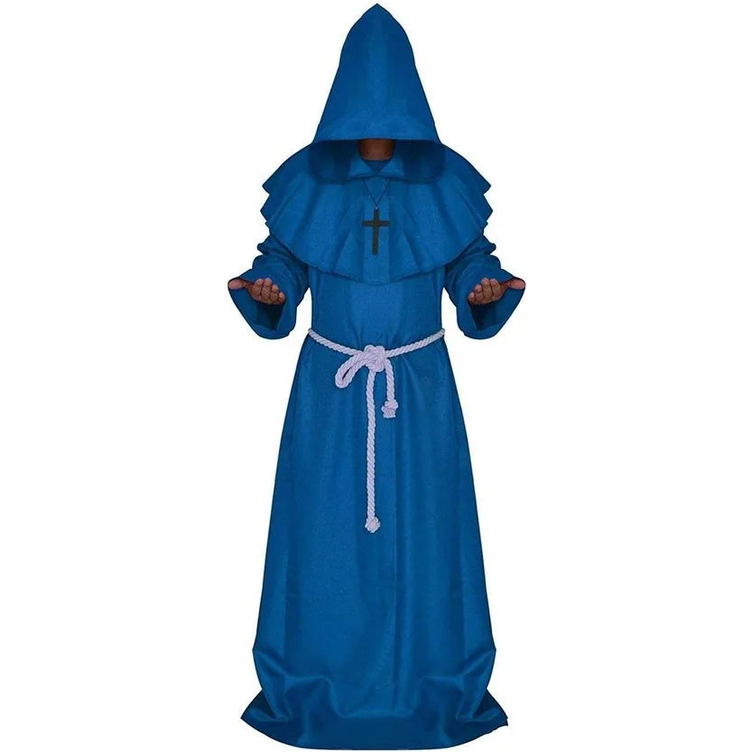 Friar Medieval Hooded Monk Renaissance Priest Robe Costume Cosplay For Halloween Costume Unisex