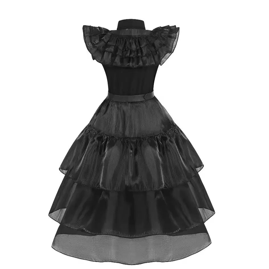 Girls Wednesdays Halloween Cosplay Costume Adams Black Gothic Family Clothes Costume Kids Carnival Fancy Dress Up