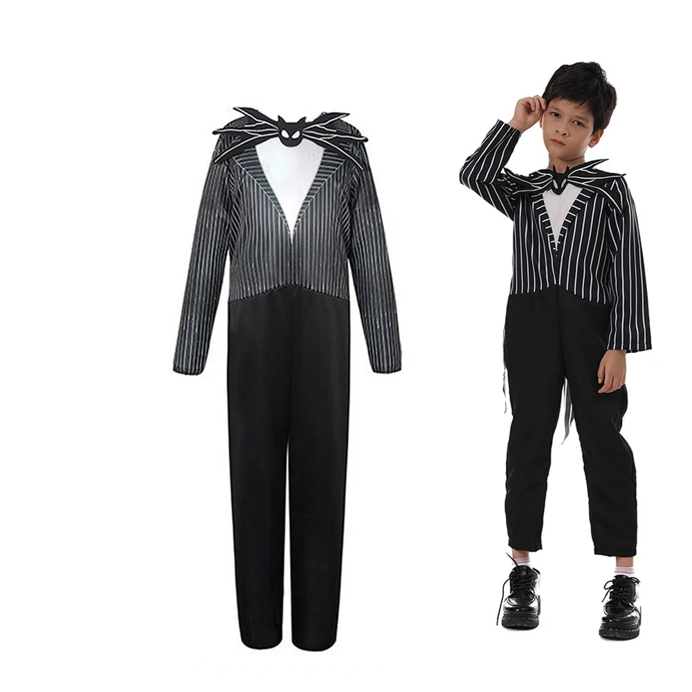 Jack Costume Boys Christmas Eve Nightmare Before Scary Skeleton Jack Cosplay Striped Halloween Cosplay Costume